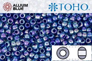 TOHO Round Seed Beads (RR8-1837) 8/0 Round Medium - Inside-Color Rainbow Aqua/Opaque Purple-Lined - 关闭视窗 >> 可点击图片