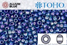 TOHO Round Seed Beads (RR11-1837) 11/0 Round - Inside-Color Rainbow Aqua/Opaque Purple-Lined