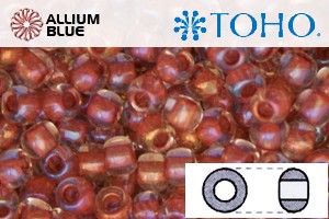 TOHO Round Seed Beads (RR8-186) 8/0 Round Medium - Inside-Color Luster Crystal/Terra Cotta-Lined - Click Image to Close
