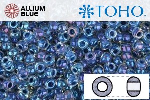 TOHO Round Seed Beads (RR15-188) 15/0 Round Small - Inside-Color Luster Crystal/Capri Blue-Lined