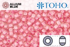 TOHO ラウンド Seed ビーズ (RR6-191B) 6/0 ラウンド Large - Inside-カラー Transparent-Rainbow Crystal/Hot Pink-Lined