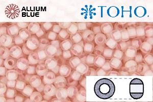TOHO Round Seed Beads (RR8-191F) 8/0 Round Medium - Inside-Color Rainbow Frosted Crystal/Soft Pink-Lined - Click Image to Close