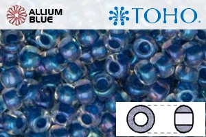 TOHO Round Seed Beads (RR6-193) 6/0 Round Large - Inside-Color Luster Crystal/Dk Capri-Lined - Click Image to Close