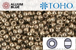 TOHO Round Seed Beads (RR6-204) 6/0 Round Large - Gold-Lustered Montana Blue - Click Image to Close