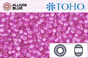 TOHO Round Seed Beads (RR6-2107) 6/0 Round Large - Silver-Lined Milky Hot Pink - Click Image to Close