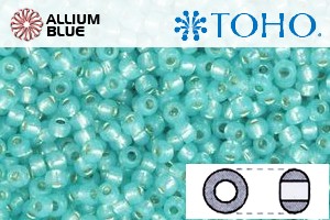 TOHO Round Seed Beads (RR3-2117) 3/0 Round Extra Large - Silver-Lined Milky Aqua - Click Image to Close