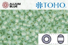 TOHO Round Seed Beads (RR8-2118) 8/0 Round Medium - Silver-Lined Milky Lt Peridot