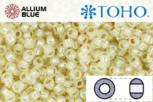 TOHO Round Seed Beads (RR8-2125) 8/0 Round Medium - Silver-Lined Milky Lt Jonquil