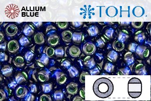 TOHO Round Seed Beads (RR6-2203) 6/0 Round Large - Green Lined Cobalt - Click Image to Close