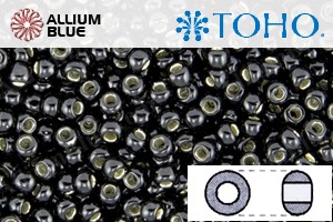 TOHO Round Seed Beads (RR8-2210) 8/0 Round Medium - Jet Black Opaque Silver Lined - Click Image to Close