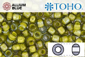TOHO Round Seed Beads (RR3-246) 3/0 Round Extra Large - Inside-Color Luster Black Diamond/Opaque Yellow-Lined - Click Image to Close