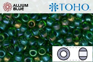 TOHO Round Seed Beads (RR8-249) 8/0 Round Medium - Inside-Color Peridot/Emerald-Lined - Click Image to Close