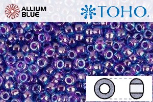 TOHO ラウンド Seed ビーズ (RR15-252) 15/0 ラウンド Small - Inside-カラー Aqua/Purple-Lined - ウインドウを閉じる