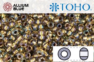 TOHO Round Seed Beads (RR15-262) 15/0 Round Small - Inside-Color Crystal/Gold-Lined - Click Image to Close