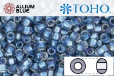 TOHO Round Seed Beads (RR3-263) 3/0 Round Extra Large - Inside-Color Rainbow Crystal/Lt Capri-Lined