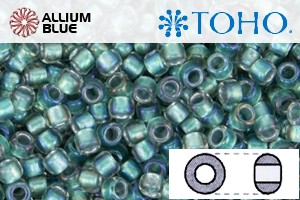 TOHO Round Seed Beads (RR8-264) 8/0 Round Medium - Inside-Color Rainbow Crystal/Teal-Lined - Click Image to Close