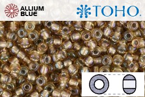 TOHO Round Seed Beads (RR8-279) 8/0 Round Medium - Inside-Color Rainbow Lt Topaz/Gray-Lined - Click Image to Close