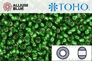 TOHO Round Seed Beads (RR8-27B) 8/0 Round Medium - Silver-Lined Grass Green - Click Image to Close