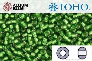 TOHO Round Seed Beads (RR3-27F) 3/0 Round Extra Large - Silver-Lined Frosted Peridot - Click Image to Close