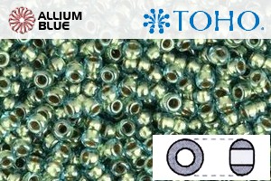 TOHO Round Seed Beads (RR8-284) 8/0 Round Medium - Inside-Color Aqua/Gold-Lined - Haga Click en la Imagen para Cerrar