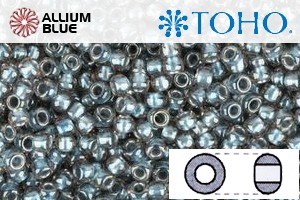 TOHO Round Seed Beads (RR3-288) 3/0 Round Extra Large - Inside-Color Crystal/Metallic Blue-Lined - Haga Click en la Imagen para Cerrar
