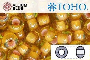 TOHO ラウンド Seed ビーズ (RR6-302) 6/0 ラウンド Large - Inside-カラー Jonquil/Apricot-Lined - ウインドウを閉じる