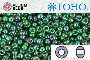 TOHO Round Seed Beads (RR8-322) 8/0 Round Medium - Gold-Lustered Emerald - Click Image to Close