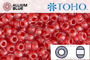 TOHO ラウンド Seed ビーズ (RR15-341) 15/0 ラウンド Small - Inside-カラー Crystal/Tomato-Lined - ウインドウを閉じる