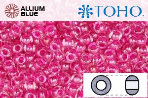 TOHO Round Seed Beads (RR3-350) 3/0 Round Extra Large - Inside-Color Crystal/Fuchsia-Lined - Click Image to Close