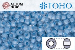 TOHO Round Seed Beads (RR8-351) 8/0 Round Medium - Inside-Color Crystal/Opaque Blue-Lined - Click Image to Close