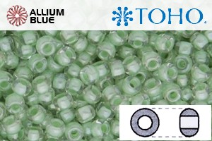 TOHO Round Seed Beads (RR11-354) 11/0 Round - Inside-Color Crystal/Mint Julep-Lined - Click Image to Close