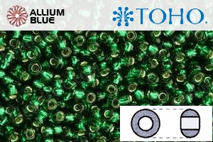 TOHO Round Seed Beads (RR11-36) 11/0 Round - Silver-Lined Green Emerald - Click Image to Close