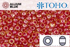 TOHO Round Seed Beads (RR3-365) 3/0 Round Extra Large - Inside-Color Lt Topaz/Pomegranate-Lined - 关闭视窗 >> 可点击图片