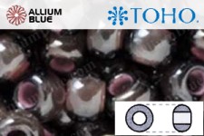 TOHO ラウンド Seed ビーズ (RR8-367) 8/0 ラウンド Medium - Inside-カラー Lustered Black Diamond/Pink-Lined