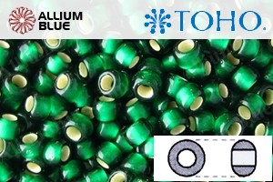 TOHO Round Seed Beads (RR8-36F) 8/0 Round Medium - Silver-Lined Frosted Green Emerald - Click Image to Close