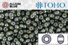 TOHO Round Seed Beads (RR3-371) 3/0 Round Extra Large - Inside-Color Black Diamond/White-Lined