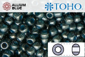 TOHO Round Seed Beads (RR6-374) 6/0 Round Large - Transparent-Lustered Emerald Green/Denim Blue - Click Image to Close