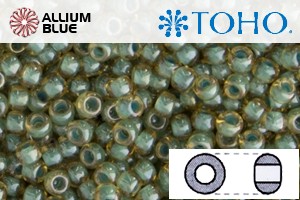 TOHO Round Seed Beads (RR3-380) 3/0 Round Extra Large - Inside-Color Topaz/Mint Julep-Lined - 关闭视窗 >> 可点击图片