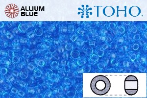 TOHO Round Seed Beads (RR15-3B) 15/0 Round Small - Transparent Dk Aquamarine - Click Image to Close