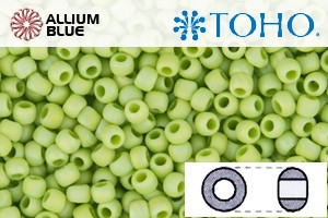 TOHO Round Seed Beads (RR8-404F) 8/0 Round Medium - Lime Green Opaque Rainbow Matte - Click Image to Close