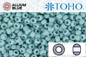 TOHO Round Seed Beads (RR8-413F) 8/0 Round Medium - Opaque Turquoise Rainbow Matte - Click Image to Close