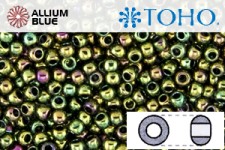 TOHO ラウンド Seed ビーズ (RR3-508) 3/0 ラウンド Extra Large - Higher-Metallic Iris - Olivine