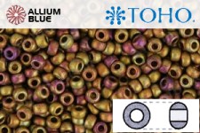 TOHO Round Seed Beads (RR3-514F) 3/0 Round Extra Large - Higher-Metallic Frosted Copper Twilight