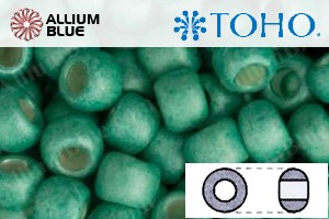 TOHO Round Seed Beads (RR6-561F) 6/0 Round Large - Galvanized-Matte Green Teal - Click Image to Close