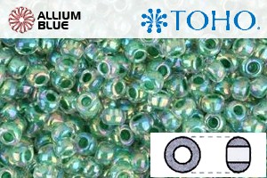 TOHO ラウンド Seed ビーズ (RR8-699) 8/0 ラウンド Medium - Inside-カラー Rainbow Crystal/Shamrock-Lined - ウインドウを閉じる
