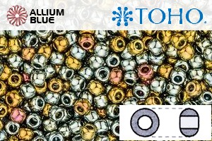 TOHO Round Seed Beads (RR15-721) 15/0 Round Small - Galvanized Blue Gold - Click Image to Close