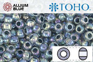 TOHO Round Seed Beads (RR11-773) 11/0 Round - Inside-Color Rainbow Crystal/Montana Blue-Lined - Click Image to Close