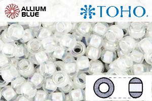 TOHO Round Seed Beads (RR3-777) 3/0 Round Extra Large - Inside-Color Rainbow Crystal/Creme-Lined - Click Image to Close