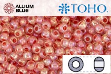 TOHO ラウンド Seed ビーズ (RR3-779) 3/0 ラウンド Extra Large - Inside-カラー Rainbow Crystal/Salmon-Lined