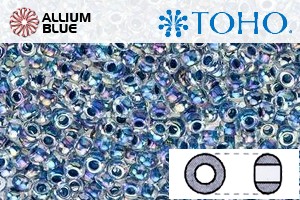 TOHO Round Seed Beads (RR3-782) 3/0 Round Extra Large - Inside-Color Rainbow Crystal/Capri-Lined - Click Image to Close